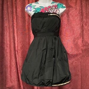 BCBGMaxazria Black Strapless Mini Pouf Dress